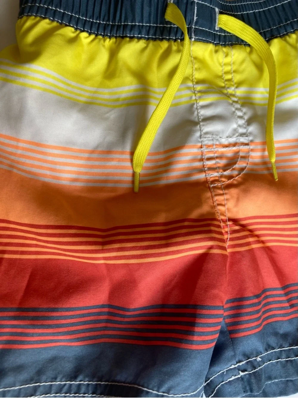 Old Navy Boy Swim Trunks Striped Pooltime Summertime Size 12-18 months, Like New